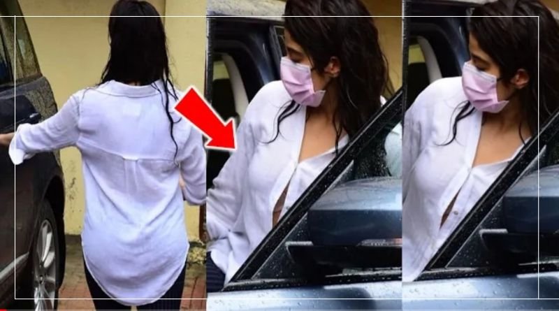 અરે આ શું દેખાઈ ગયું ગાડી માં બેસતા જાનવી કપુરનુ ખુલી ગયું બટન અને દેખાયું બધું...